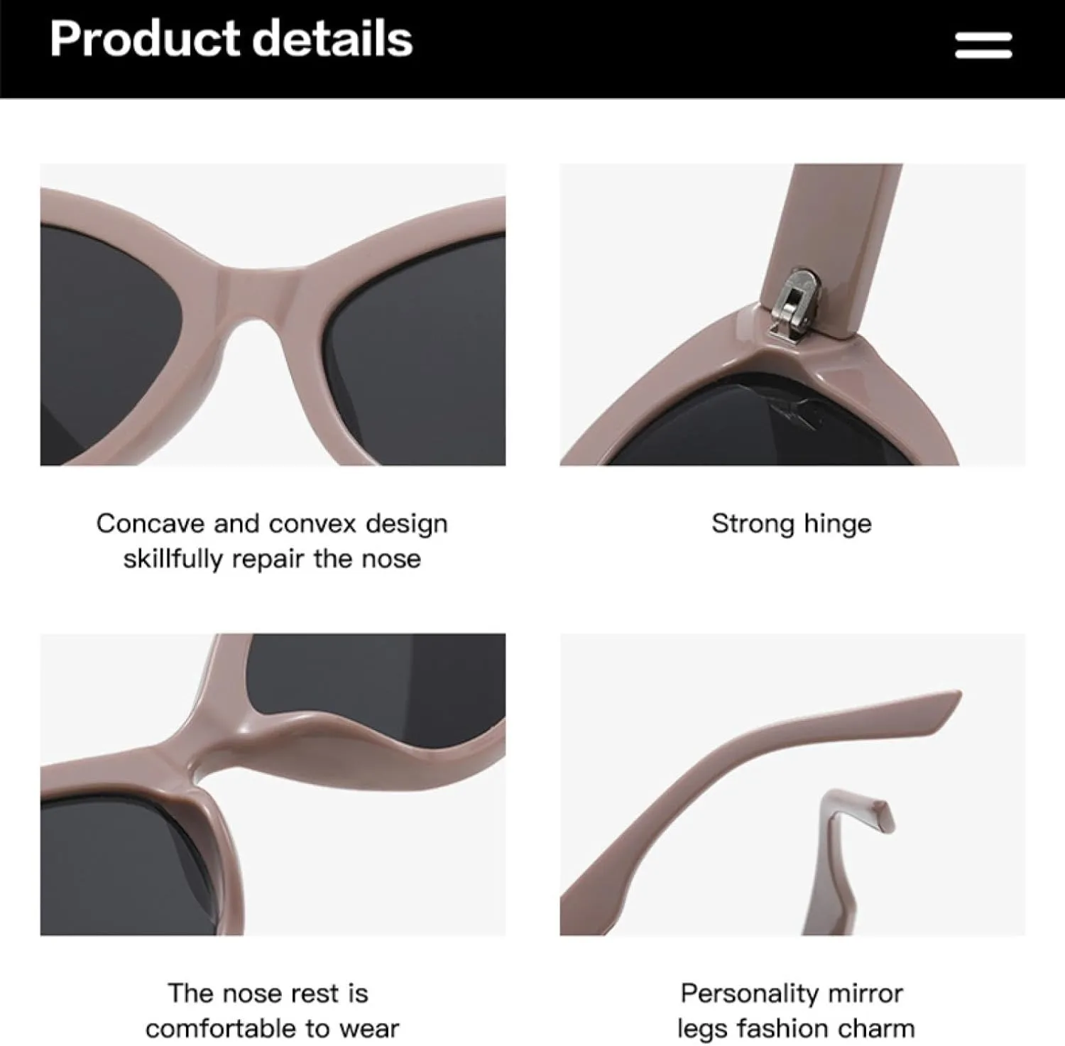 Vintage Narrow Cat Eye Sunglasses for Women Fashion White Glasses Female Shades