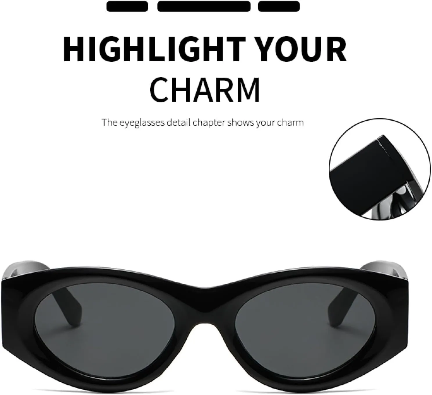 Vintage Rectangle Sunglasses for Woman Cat Eye Personality Cool Retro Uv400