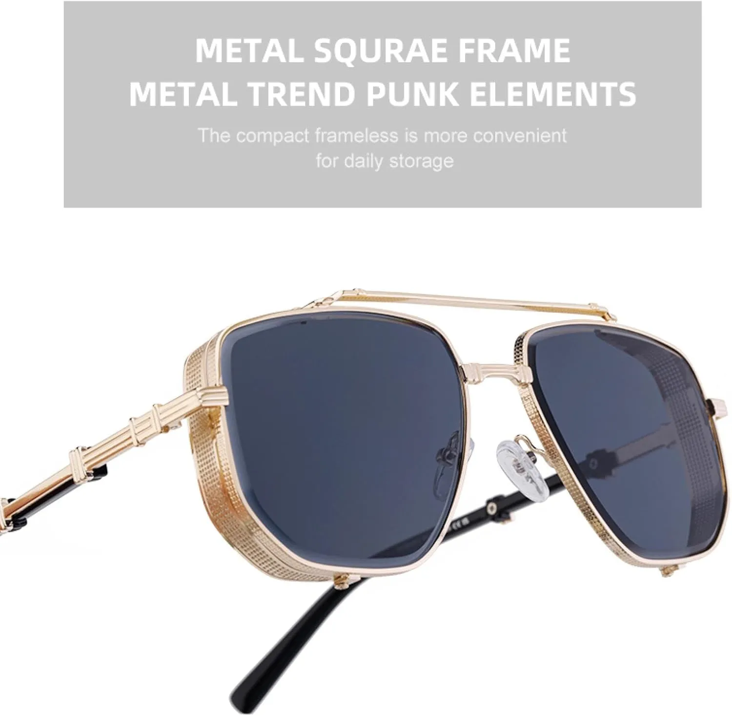 Vintage Steampunk Sunglasses for Women Men Luxury Trendy Metal Frame Fashion Uv400