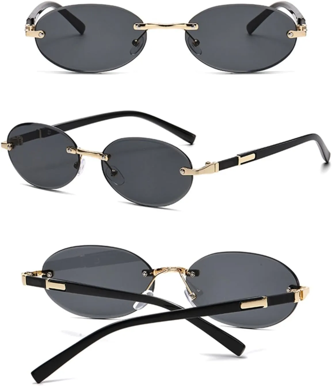 Vintage Sunglasses Rimless Female Uv400 Retro Sun Glasses Metal Frame-less Male Brown Blue