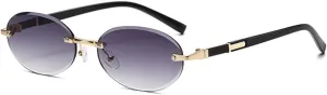 Vintage Sunglasses Rimless Female Uv400 Retro Sun Glasses Metal Frame-less Male Brown Blue