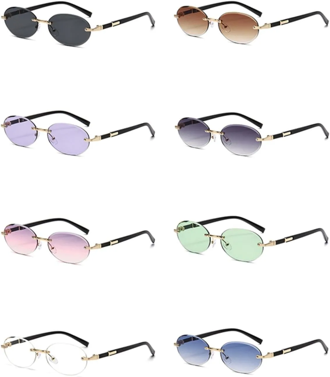 Vintage Sunglasses Rimless Female Uv400 Retro Sun Glasses Metal Frame-less Male Brown Blue
