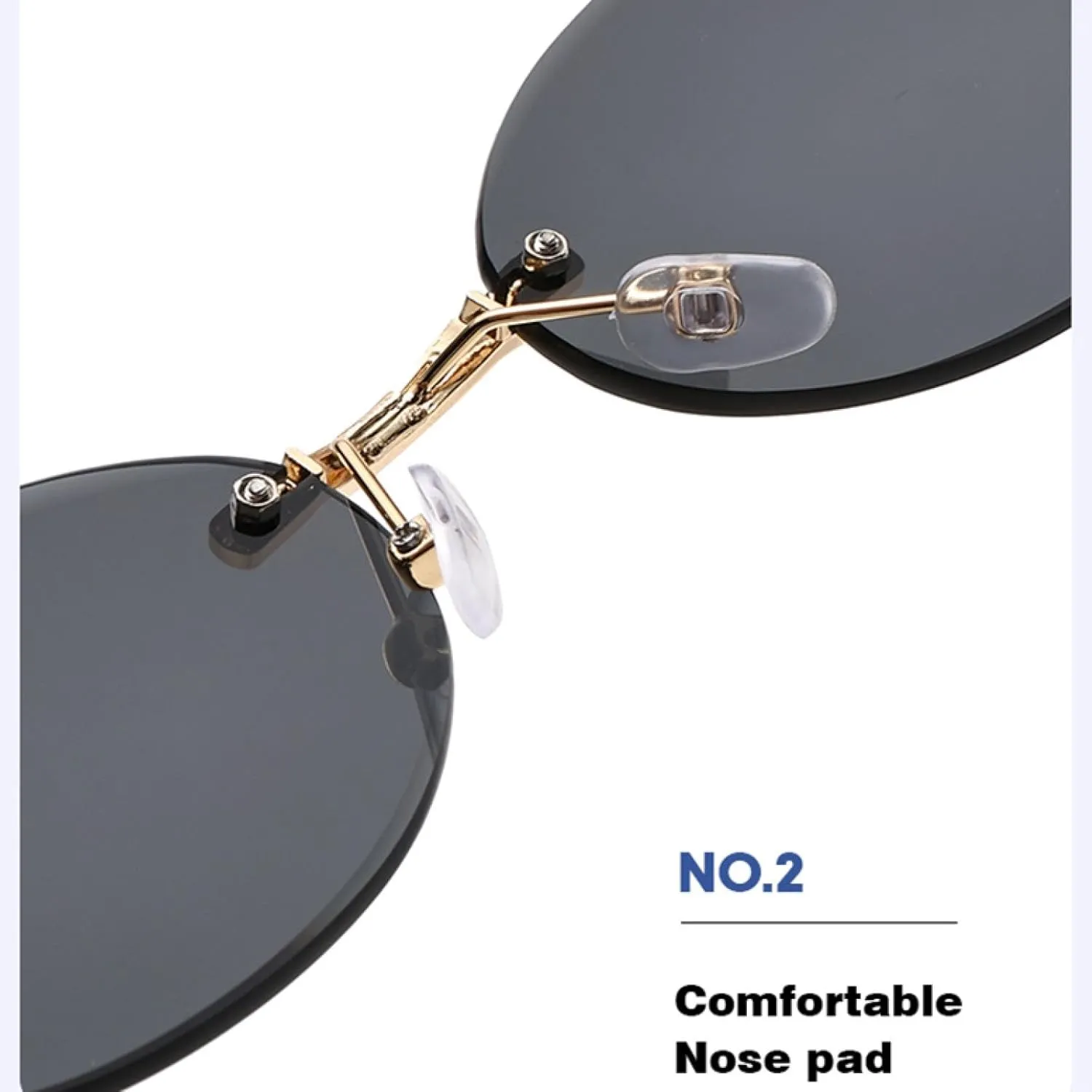 Vintage Sunglasses Rimless Female Uv400 Retro Sun Glasses Metal Frame-less Male Brown Blue