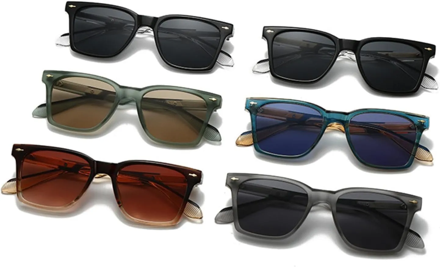 Vintage Women Luxury Sunglasses Fashion Rivets Blue Green Uv400 Men Trending Punk