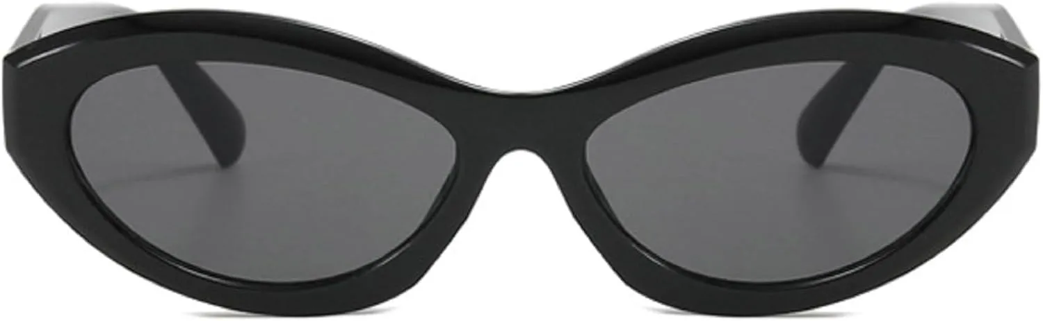 Vintage Women's Oval Cat Eye Sunglasses Retro Black Small Frame Sun Glasses Ladies Trendy Female Shades ﻿