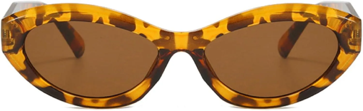 Vintage Women's Oval Cat Eye Sunglasses Retro Black Small Frame Sun Glasses Ladies Trendy Female Shades ﻿