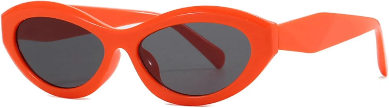 Vintage Women's Oval Cat Eye Sunglasses Retro Black Small Frame Sun Glasses Ladies Trendy Female Shades ﻿