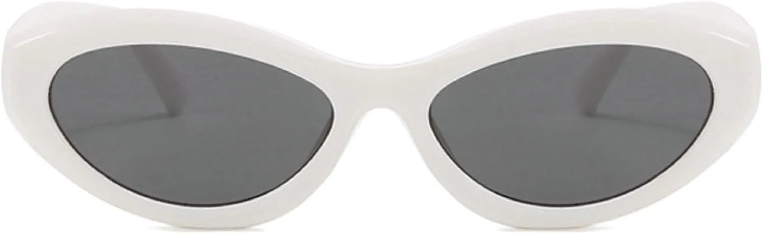 Vintage Women's Oval Cat Eye Sunglasses Retro Black Small Frame Sun Glasses Ladies Trendy Female Shades ﻿