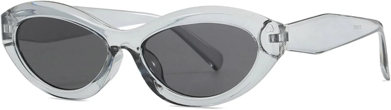 Vintage Women's Oval Cat Eye Sunglasses Retro Black Small Frame Sun Glasses Ladies Trendy Female Shades ﻿