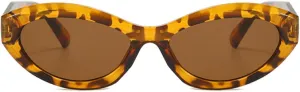 Vintage Women's Oval Cat Eye Sunglasses Retro Black Small Frame Sun Glasses Ladies Trendy Female Shades ﻿