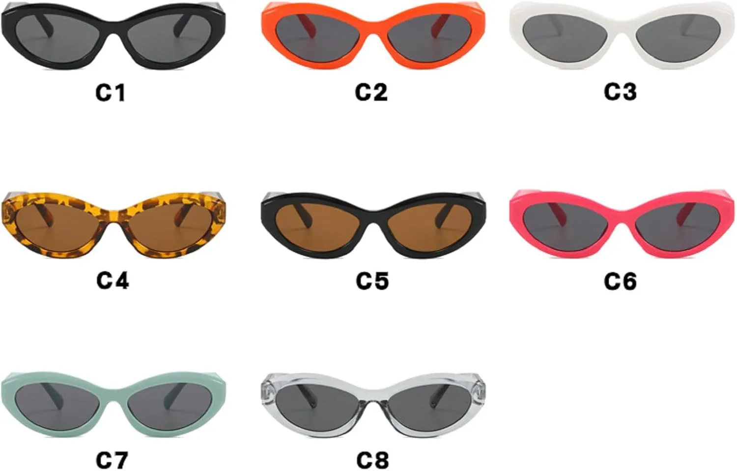 Vintage Women's Oval Cat Eye Sunglasses Retro Black Small Frame Sun Glasses Ladies Trendy Female Shades ﻿