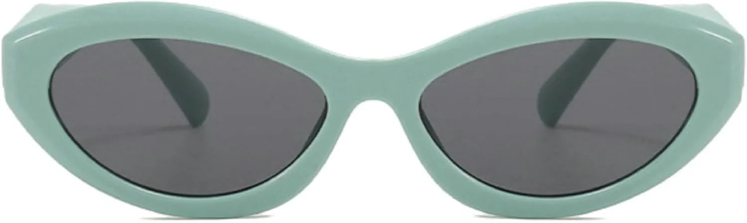 Vintage Women's Oval Cat Eye Sunglasses Retro Black Small Frame Sun Glasses Ladies Trendy Female Shades ﻿