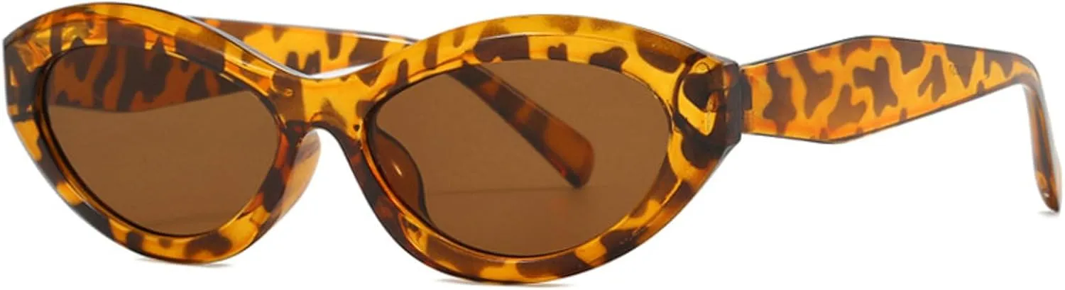 Vintage Women's Oval Cat Eye Sunglasses Retro Black Small Frame Sun Glasses Ladies Trendy Female Shades ﻿