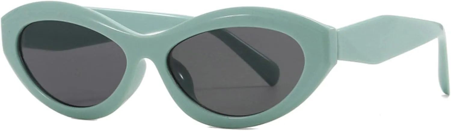Vintage Women's Oval Cat Eye Sunglasses Retro Black Small Frame Sun Glasses Ladies Trendy Female Shades ﻿