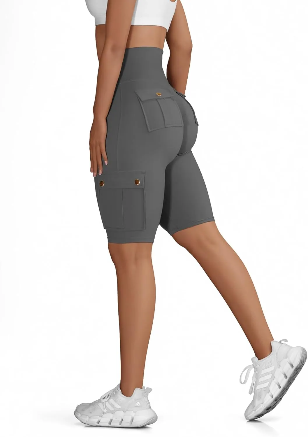 Wavar Biker Shorts for Women Scrunch Butt Cargo Shorts High Waist Tummy Control Workout Yoga Running Athletic Shorts