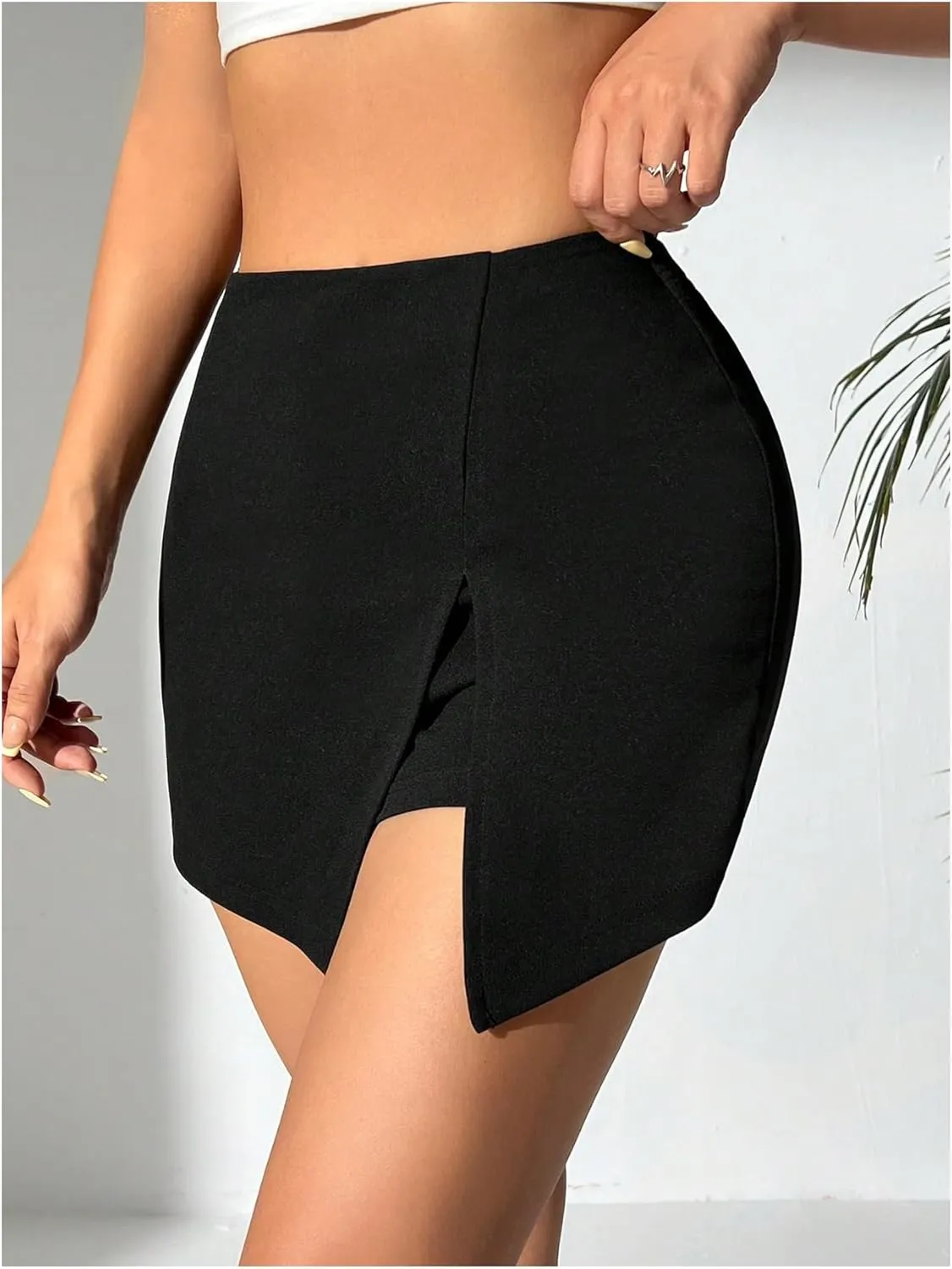 WDIRARA Women's High Waist Pleated Button Skort Asymmetrical Skirt Shorts
