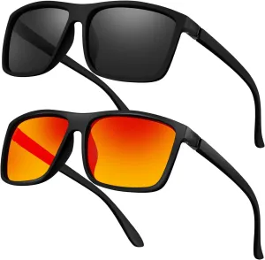 WFEANG Sport Polarized Sunglasses for Men Rectangular Vintage Sun Glasses For Mens Women