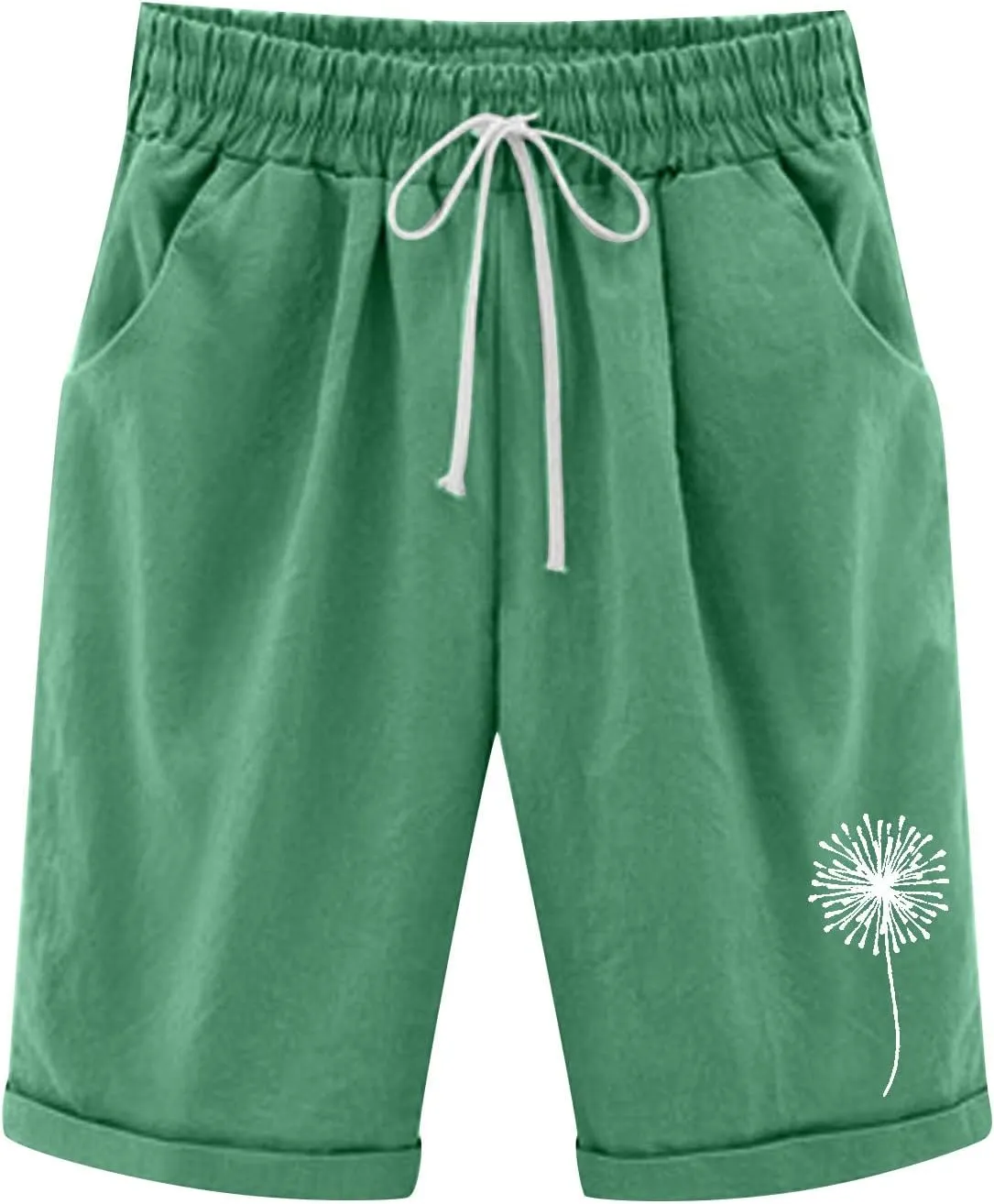 White Shorts for Woman Plus Size High Waisted Shorts Lacing Beach Workout Pocket Five Point Pants White Shorts for