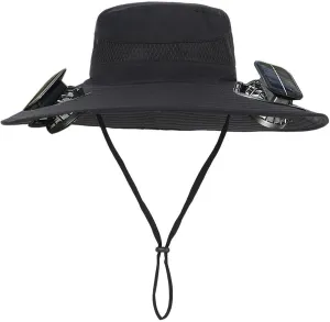 Wide Brim Solar Powered Fan Hat, UPF 50  Solar Fan Sun Hat for Camping Hiking Outdoor Fishing Beach