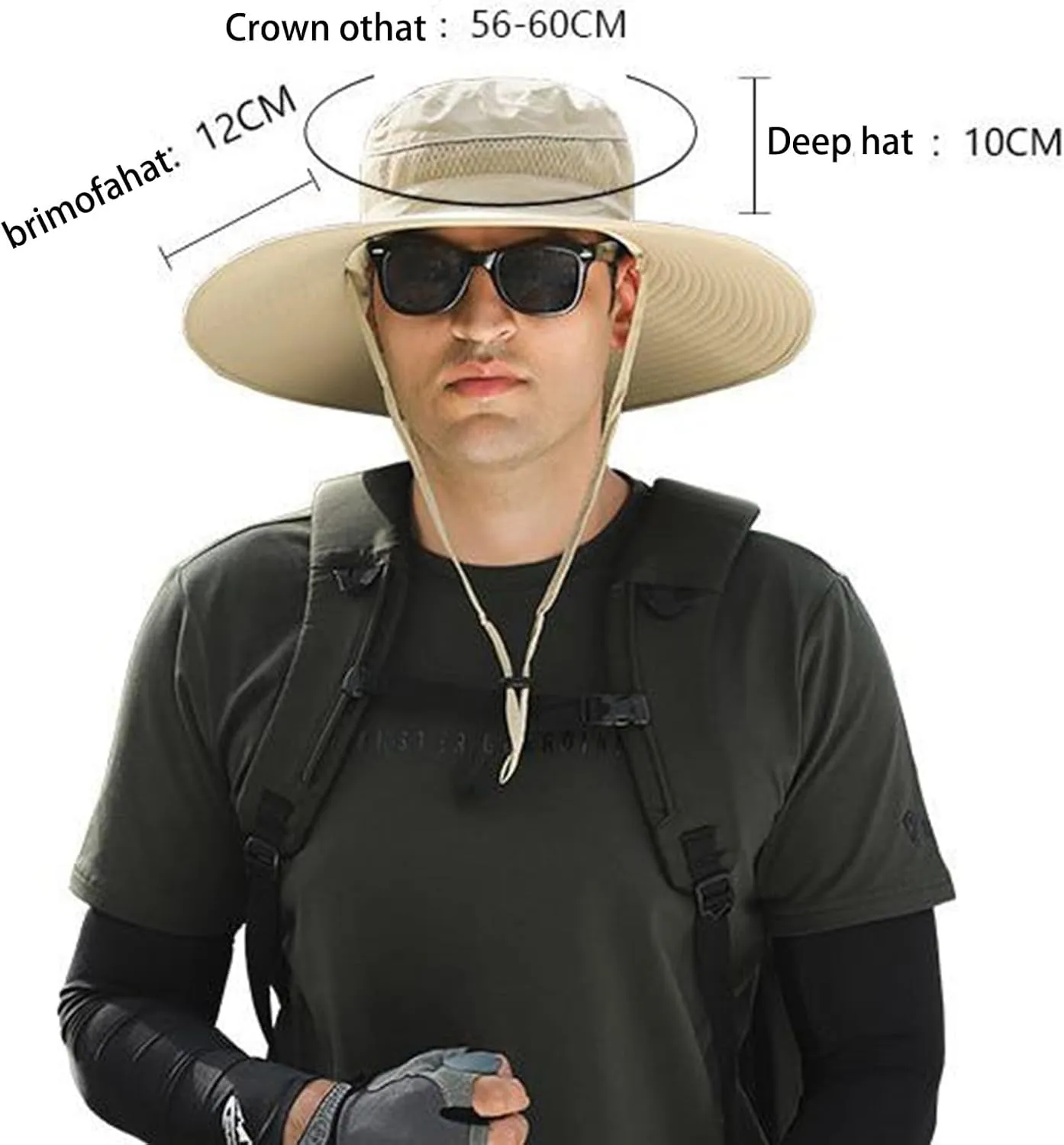 Wide Brim Solar Powered Fan Hat, UPF 50  Solar Fan Sun Hat for Camping Hiking Outdoor Fishing Beach