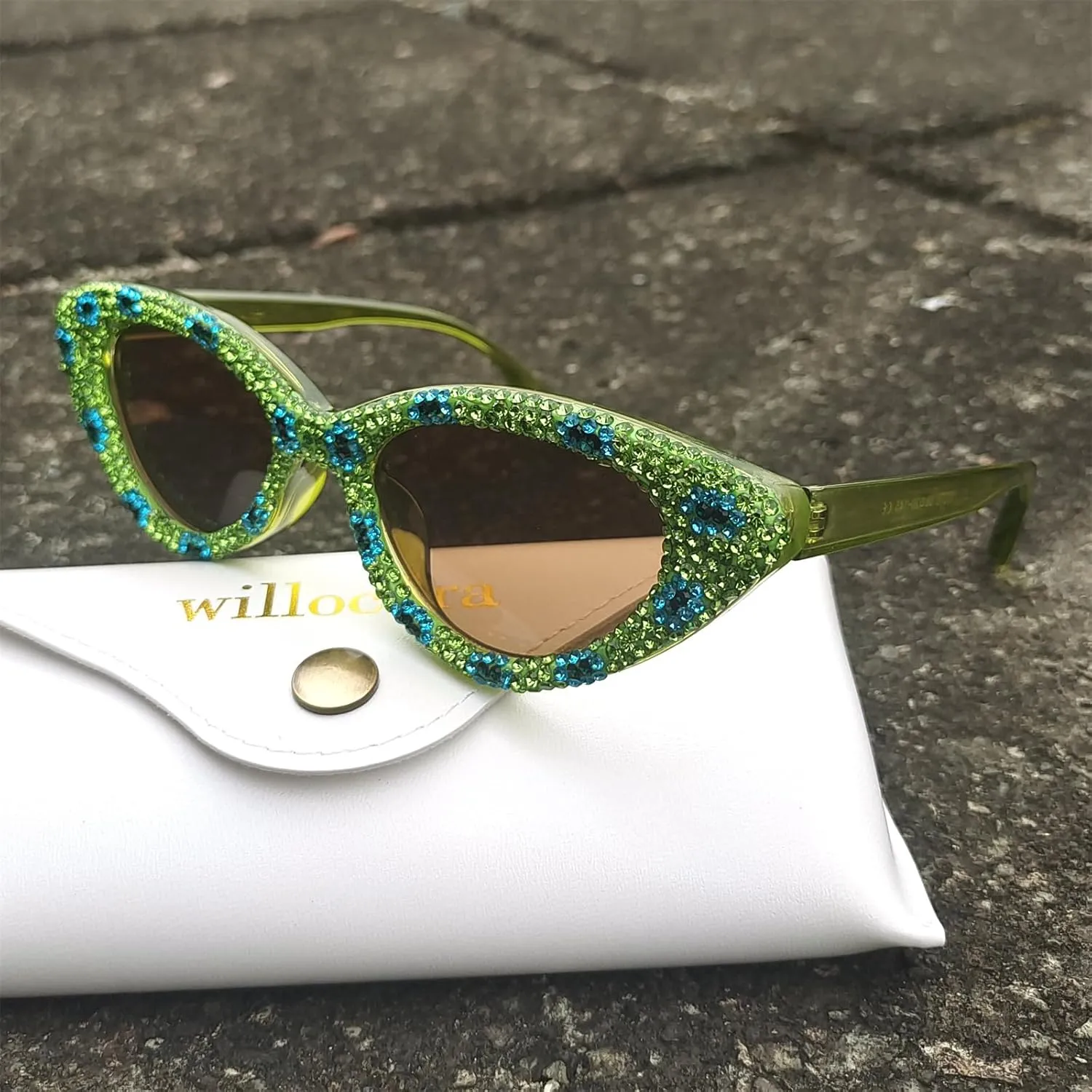 willochra Bling Rhinestones Sunglasses Women Cat Eye Diamond Sun Glasses Female Fashion Square Party Eyeglasses UV400