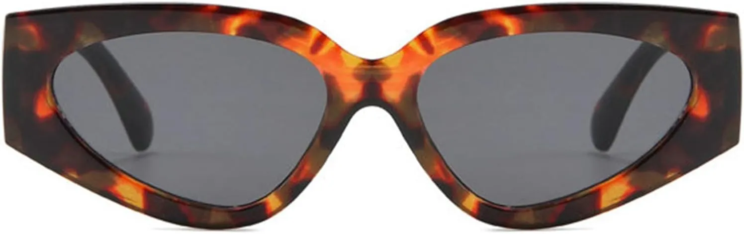willochra Fashion Leopard Grey Sun Glasses Men 2025 Vintage Cat Eye Y2K Sunglasses Women Wide Leg Shades UV400