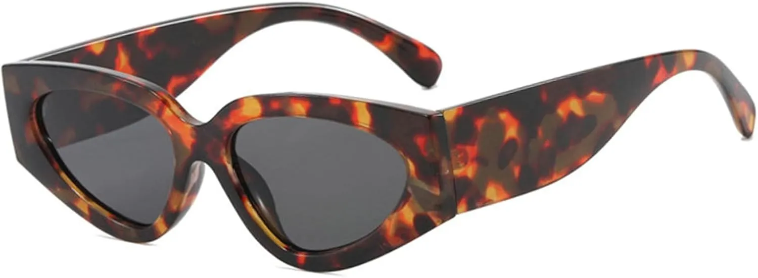 willochra Fashion Leopard Grey Sun Glasses Men 2025 Vintage Cat Eye Y2K Sunglasses Women Wide Leg Shades UV400