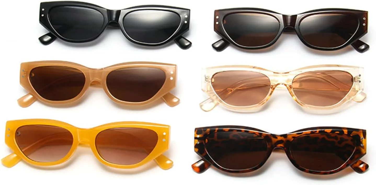 willochra Fashion Small Cat Eye Sunglasses Women Luxury Vintage rivet Sun Glasses Ladies Narrow Outdoor Beach Shades Eyewear