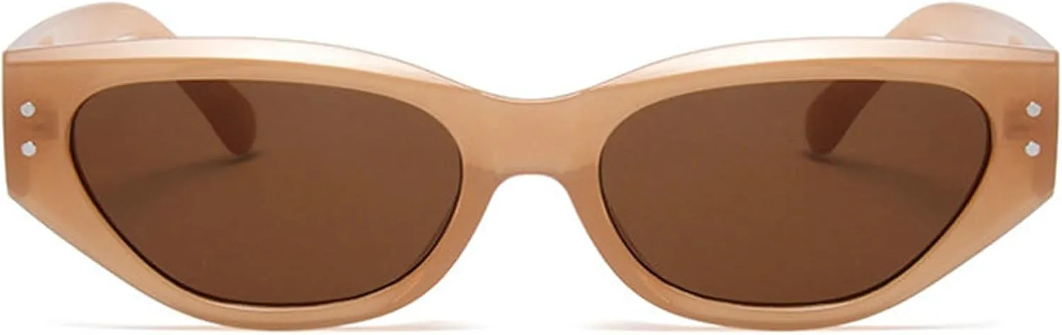 willochra Fashion Small Cat Eye Sunglasses Women Luxury Vintage rivet Sun Glasses Ladies Narrow Outdoor Beach Shades Eyewear