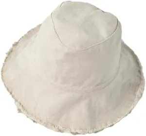 Women Broken Edge Bucket Hats - Packable Cotton Wide Brim Summer Travel Versatile Fisherman Hat Bucket Beach Sun Hat, Beige