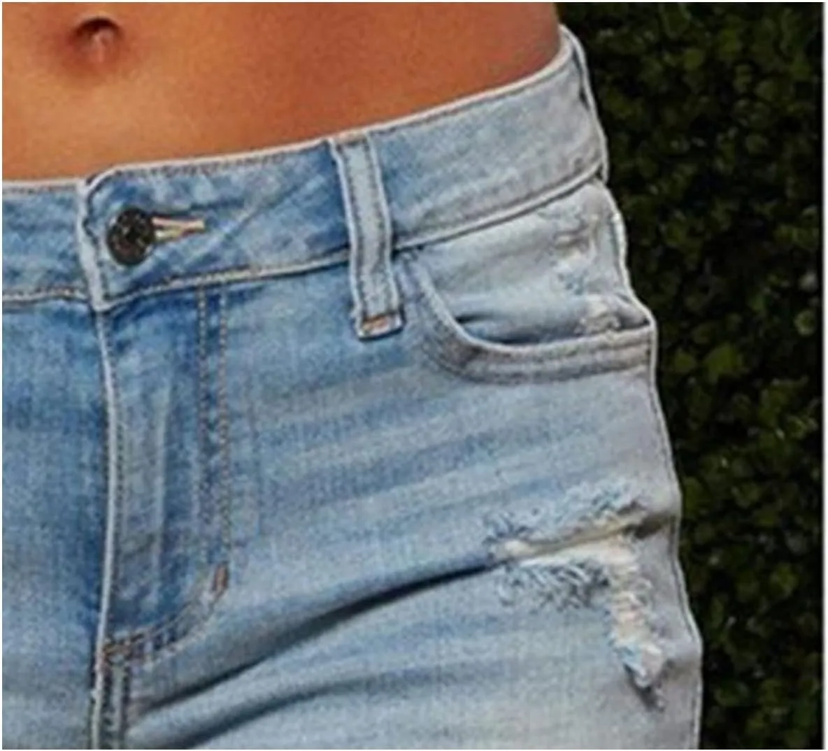 Women Casual Stretchy Denim Shorts High Waisted Ripped Jeans Shorts Distressed Hem Frayed Denim Hot Short