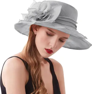 Women Derby Church Hat Fascinator Hat Wide Brim Sun Bucket Hat Kentucky Church Derby Hat Party Bridal Dress Hat