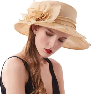 Women Derby Church Hat Fascinator Hat Wide Brim Sun Bucket Hat Kentucky Church Derby Hat Party Bridal Dress Hat