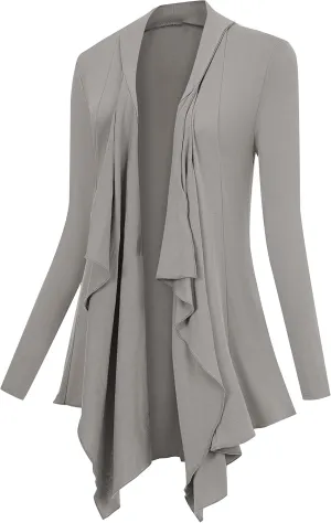 Women Drape Open Front Cardigan Long Sleeve Irregular Hem Cardigans for Women