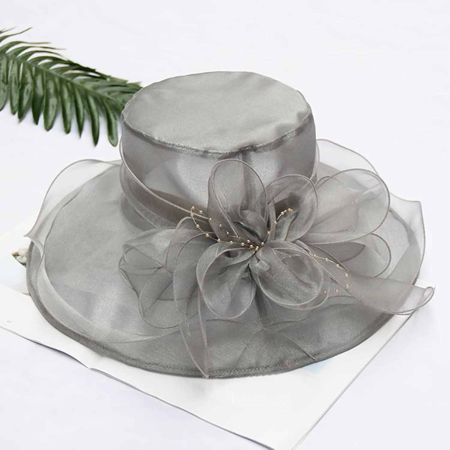 Women Fancy Hats Sun Wide Brim Sun Hat Summer Kentucky-Derby Hats for Tea Party Wide Brim Bowler Cap