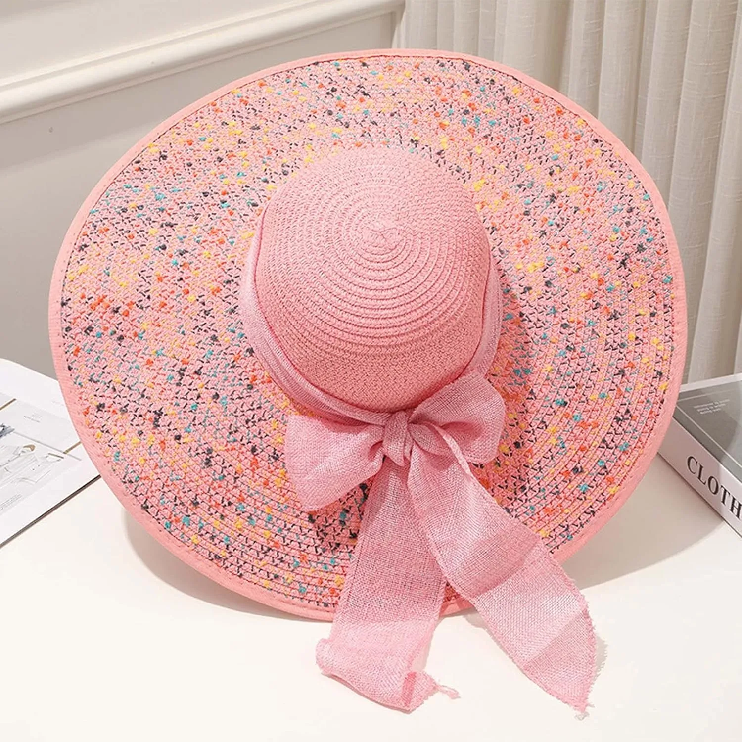 Women Hat Church Dress Fascinator Bridal Tea Party Wedding Hats for Flower Wide Brim Sun Hat