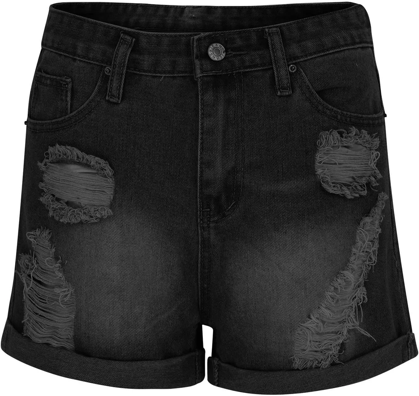 Women High Waisted Denim Hot Shorts Trendy Ripped Jean Summer Casual Shorts Stretch Raw Hem Denim Shorts w Pockets