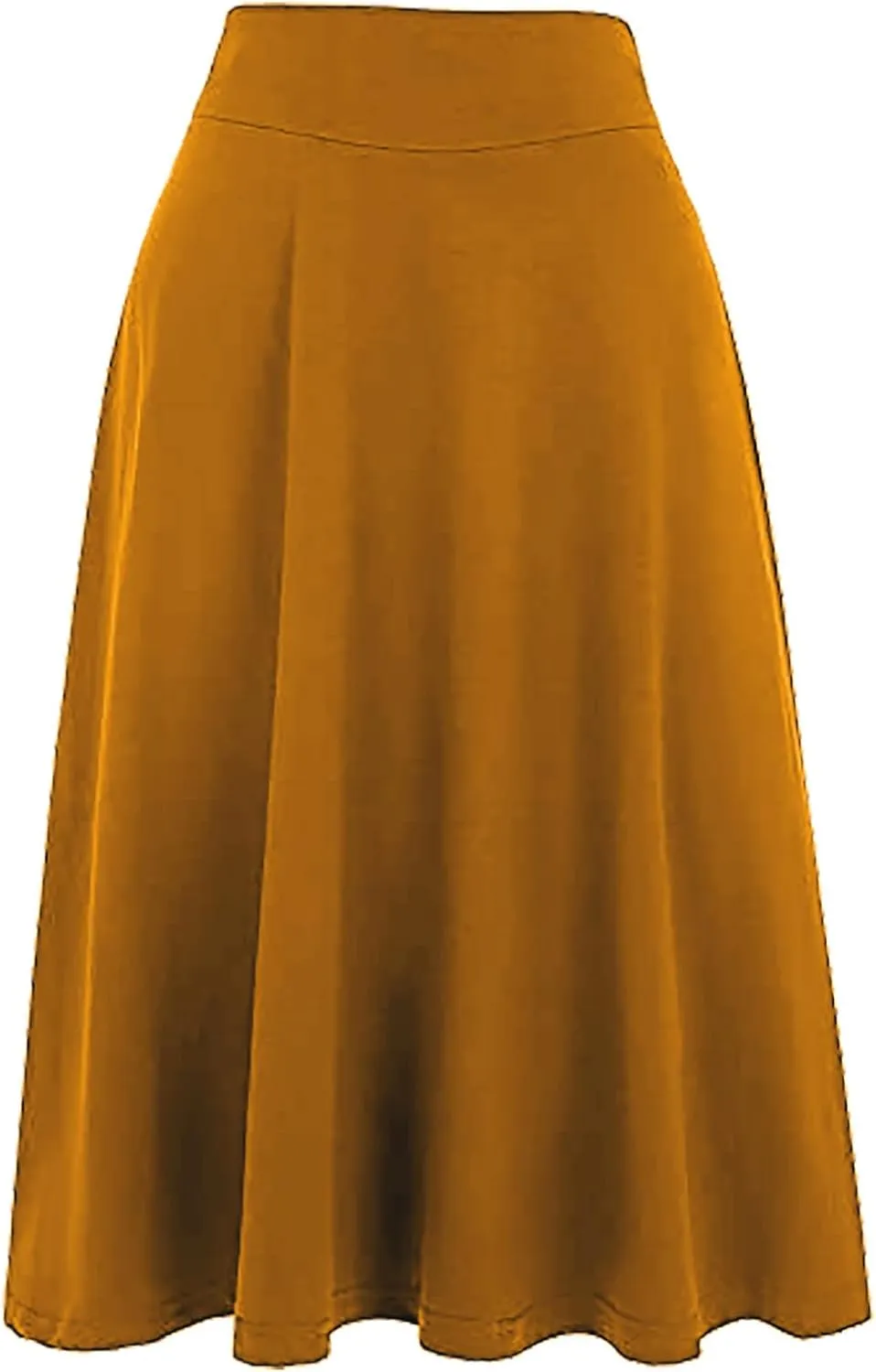 Women Midi Skirt High Waisted Zipper Solid Color Casual Flowy Knee Length Beach Skirts Ladies Summer Work Outfit
