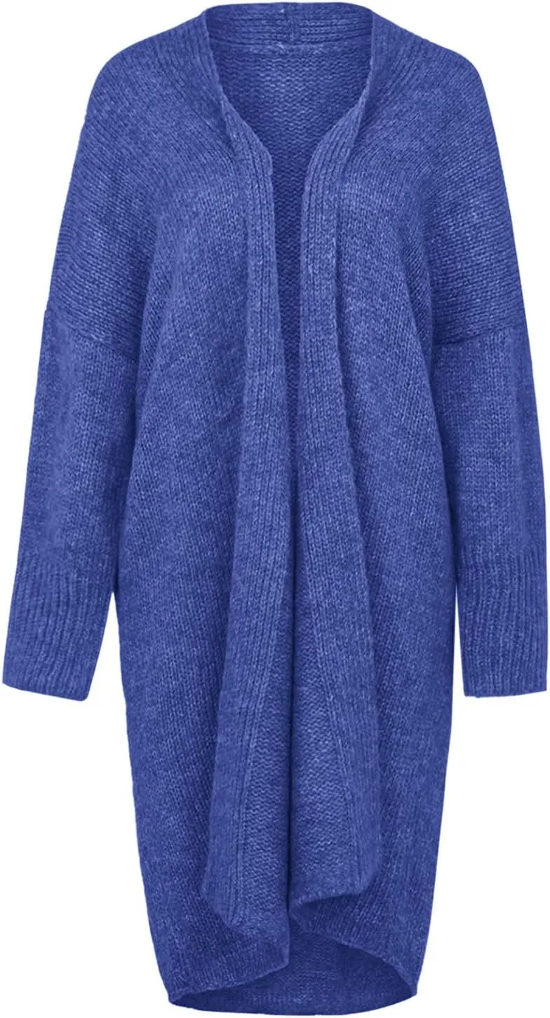 Women Open Front Cardigan Oversized Sweater Long Sleeve Chunky Cable Knit Long Cardigan Solid Color Outwear