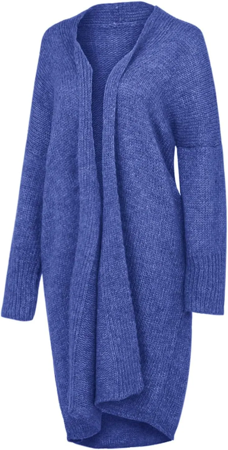 Women Open Front Cardigan Oversized Sweater Long Sleeve Chunky Cable Knit Long Cardigan Solid Color Outwear