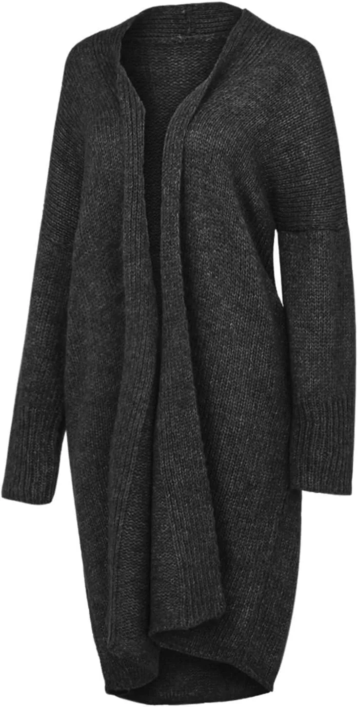 Women Open Front Cardigan Oversized Sweater Long Sleeve Chunky Cable Knit Long Cardigan Solid Color Outwear