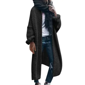 Women Open Front Cardigan Oversized Sweater Long Sleeve Chunky Cable Knit Long Cardigan Solid Color Outwear