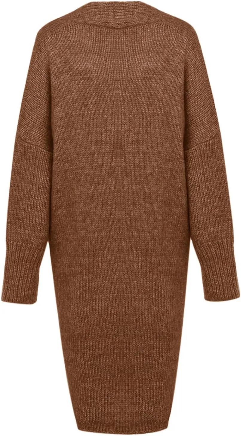 Women Open Front Cardigan Oversized Sweater Long Sleeve Chunky Cable Knit Long Cardigan Solid Color Outwear
