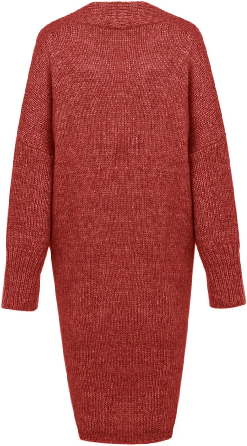 Women Open Front Cardigan Oversized Sweater Long Sleeve Chunky Cable Knit Long Cardigan Solid Color Outwear