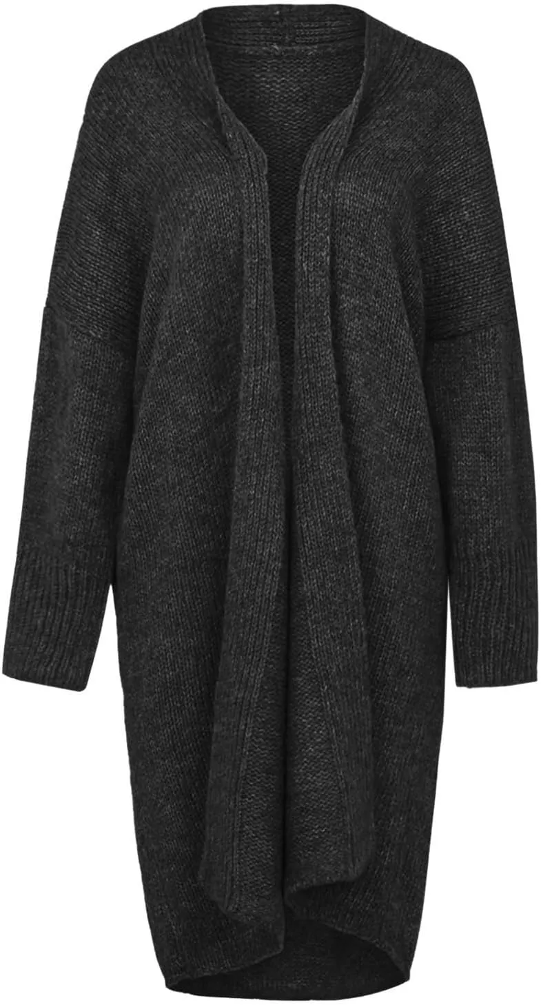 Women Open Front Cardigan Oversized Sweater Long Sleeve Chunky Cable Knit Long Cardigan Solid Color Outwear