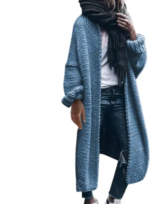 Women Open Front Cardigan Oversized Sweater Long Sleeve Chunky Cable Knit Long Cardigan Solid Color Outwear