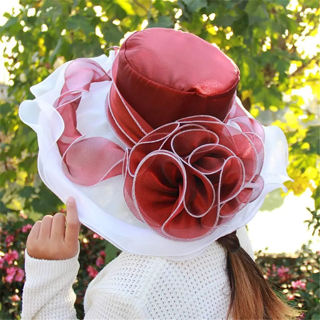 Women Organza Kentuck𝚢-Derby Hat Fascinators Bucket Bowler Hat for Tea Party Bridal Wedding Church Dress Hat