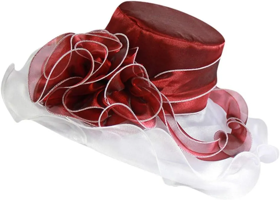 Women Organza Kentuck𝚢-Derby Hat Fascinators Bucket Bowler Hat for Tea Party Bridal Wedding Church Dress Hat