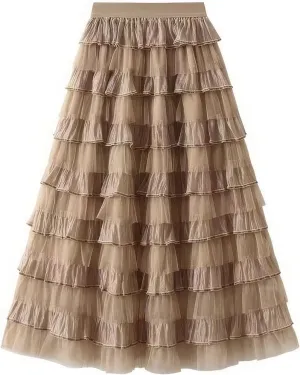 Women Summer High Waist Tiered Long Skirt Elastic Waist Bohemian Print Maxi Skirt A-Line Casual Beach Outfits