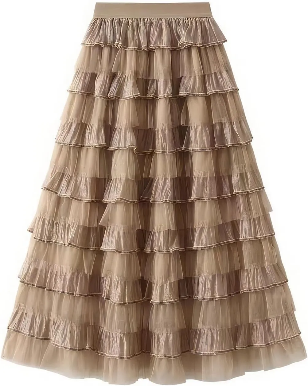 Women Summer High Waist Tiered Long Skirt Elastic Waist Bohemian Print Maxi Skirt A-Line Casual Beach Outfits
